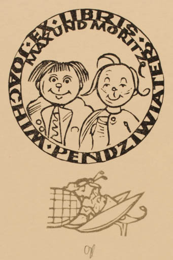 Exlibris by Ottmar Premstaller from Austria for Joachim Pendziwiater - Child Literature 