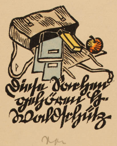 Exlibris by Ottmar Premstaller from Austria for H. Waldschütz - Book 