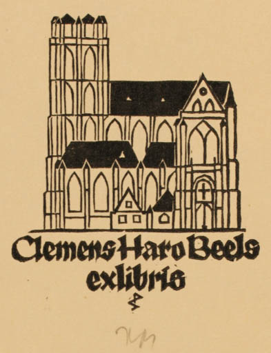 Exlibris by Ottmar Premstaller from Austria for C. H. Beels - Church 