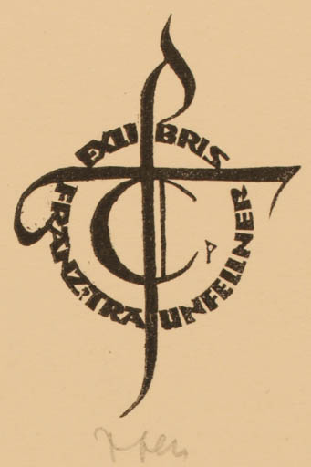 Exlibris by Ottmar Premstaller from Austria for Franz Traunfellner - Monogram 