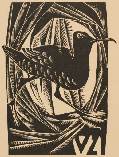 Exlibris by Anna Grmelova from Czech Republic for ? V. Z. - Bird 