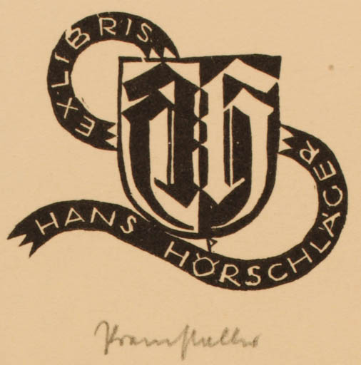 Exlibris by Ottmar Premstaller from Austria for Hans Hörschläger - Monogram 