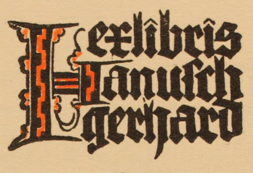 Exlibris by Ottmar Premstaller from Austria for Gerhard Hanusch - Text/Writing 