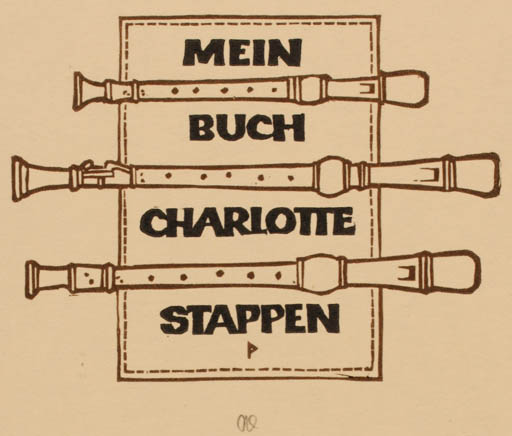 Exlibris by Ottmar Premstaller from Austria for Charlotte Stappen - Music 