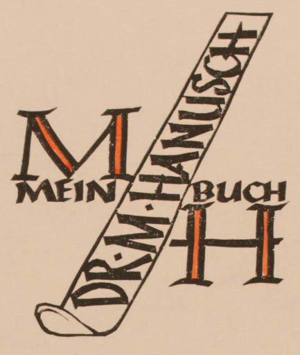 Exlibris by Ottmar Premstaller from Austria for Dr. Margarete Hanusch - Monogram 