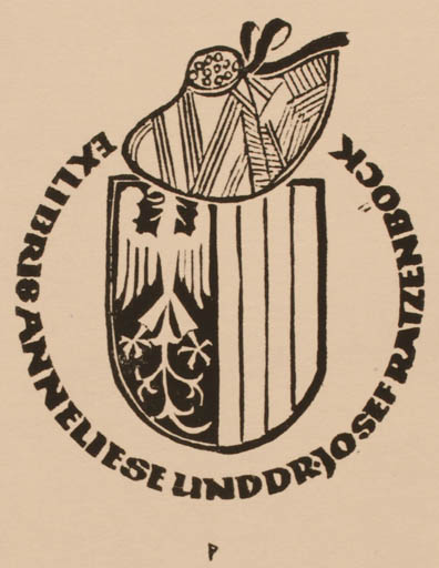 Exlibris by Ottmar Premstaller from Austria for ? Ratzenbock Anneliese Und Dr. Josef - Heraldry 