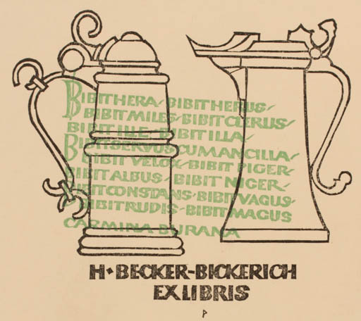 Exlibris by Ottmar Premstaller from Austria for Helga  Becker-Bickerich - Text/Writing 