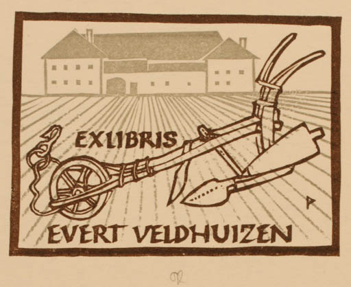 Exlibris by Ottmar Premstaller from Austria for Evert Veldhuizen - Working 