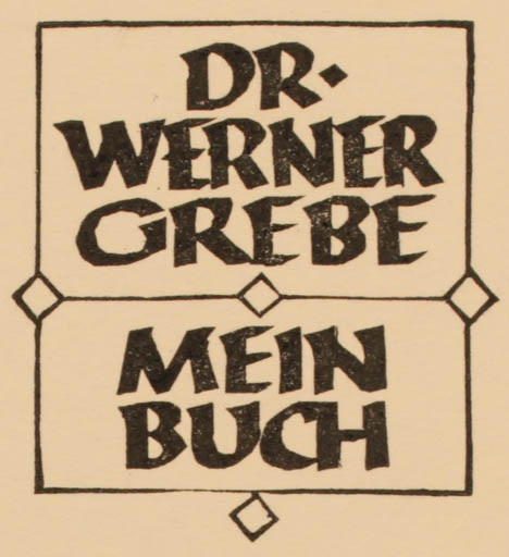 Exlibris by Ottmar Premstaller from Austria for Dr. Phil Werner Grebe - Literature 