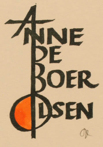 Exlibris by Ottmar Premstaller from Austria for Anne de Boer Olsen - Text/Writing 