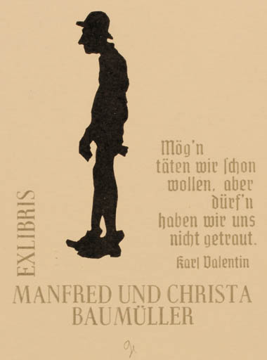 Exlibris by Ottmar Premstaller from Austria for Manfred und Christa Baumüller - Man 