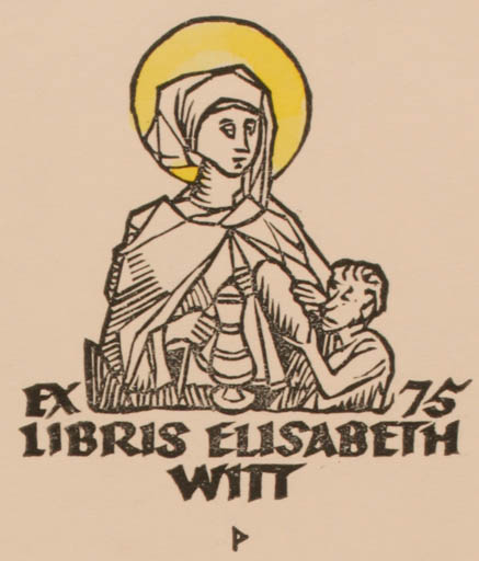 Exlibris by Ottmar Premstaller from Austria for Elisabeth Witt - Madonna Religion 