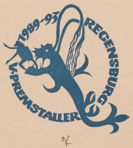 Exlibris by Ottmar Premstaller from Austria for Volkmar Maria Premstaller - Fable Animal 