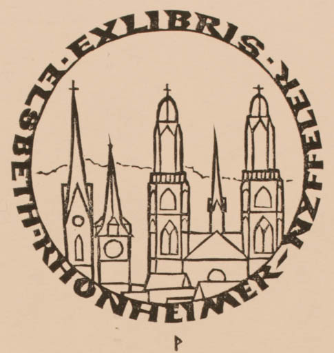 Exlibris by Ottmar Premstaller from Austria for Elsbeth Rohnheimer-Nyffeler - City 