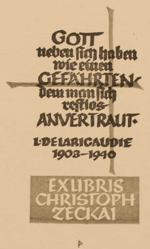 Exlibris by Ottmar Premstaller from Austria for Christoph Zeckai - Text/Writing 