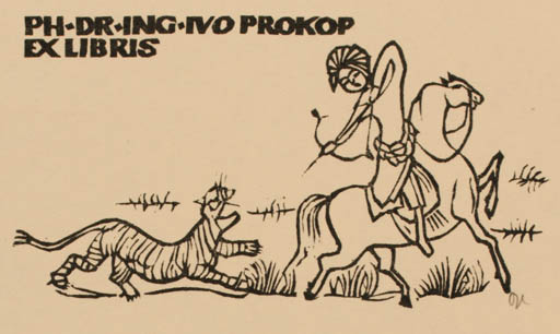 Exlibris by Ottmar Premstaller from Austria for Dr. Ivo Prokop - 