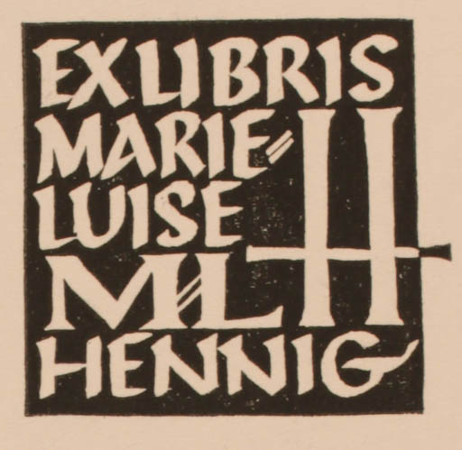 Exlibris by Ottmar Premstaller from Austria for Marieluise Henning - Text/Writing 