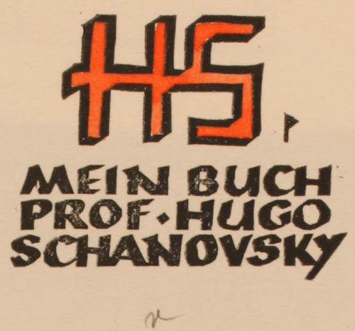 Exlibris by Ottmar Premstaller from Austria for Hugo Schanovsky - Text/Writing 