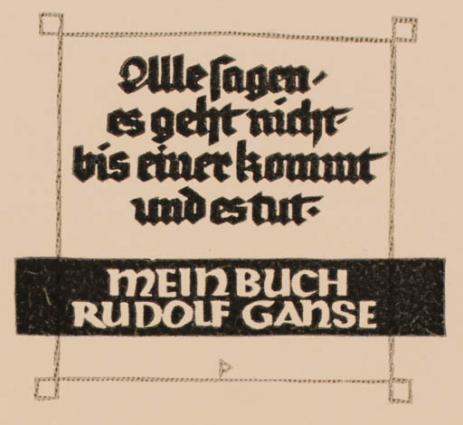 Exlibris by Ottmar Premstaller from Austria for Rudolf Ganse - Text/Writing 