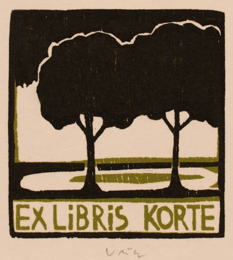 Exlibris by Axel Vater from Germany for Bernd Korte - Tree 