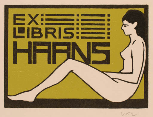 Exlibris by Axel Vater from Germany for Frits Haans - Woman 