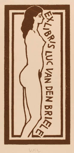 Exlibris by Axel Vater from Germany for Luc van den Briele - Woman Nude 