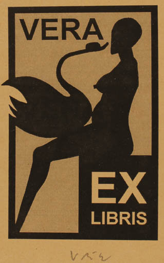 Exlibris by Axel Vater from Germany for Vera Bachmann-Ernsting - Erotica Leda and the Swan 