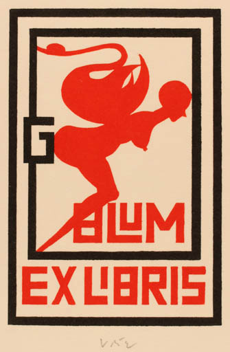 Exlibris by Axel Vater from Germany for Dr. Gernot Blum - Erotica Leda and the Swan 