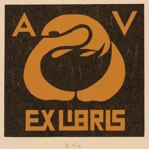 Exlibris by Axel Vater from Germany for Axel Vater - Erotica Leda and the Swan 