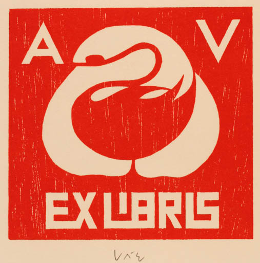 Exlibris by Axel Vater from Germany for Axel Vater - Leda and the Swan 