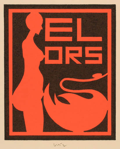 Exlibris by Axel Vater from Germany for Oskar Roland Schroth - Leda and the Swan 