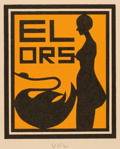 Exlibris by Axel Vater from Germany for Oskar Roland Schroth - Leda and the Swan 