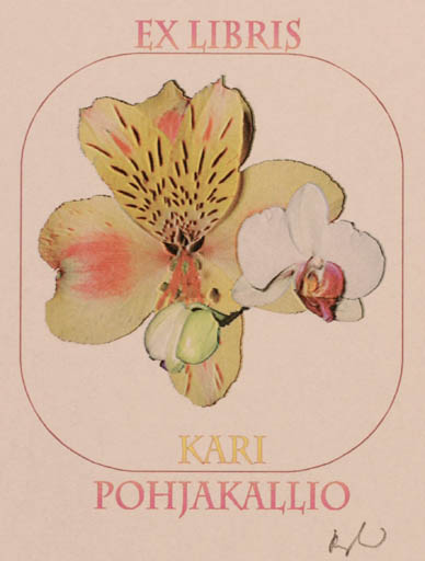 Exlibris by Rajmund Aszkowski from Poland for Kari Pohjakallio - Flower 