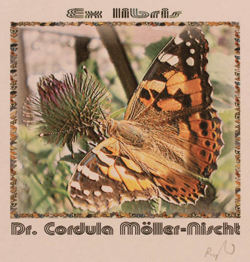 Exlibris by Rajmund Aszkowski from Poland for Dr. Cordula Möller - Nisct - Butterfly 