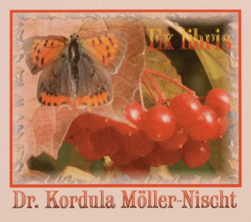 Exlibris by Rajmund Aszkowski from Poland for Kordula Möller-Nischt - Fruit Butterfly 