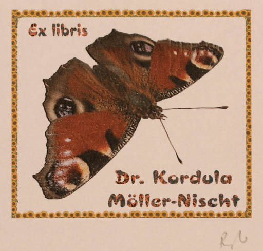 Exlibris by Rajmund Aszkowski from Poland for Kordula Möller-Nischt - Butterfly 