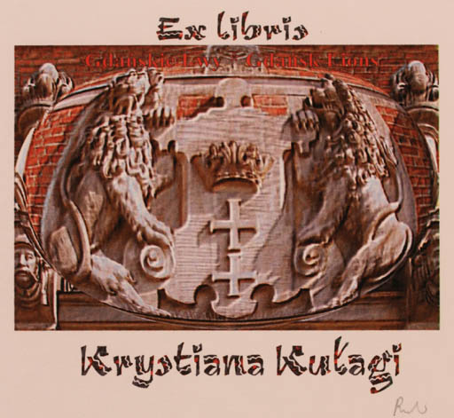 Exlibris by Rajmund Aszkowski from Poland for Krystiana Kulagi - Heraldry 