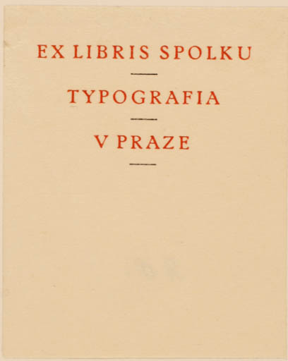 Exlibris by Rud. Hala from Czech Republic for ? Spolka Typografia v Praze - Text/Writing 