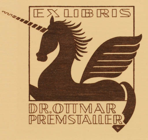 Exlibris by Werner Pfeiler from Austria for Ottmar Premstaller - Unicorn 