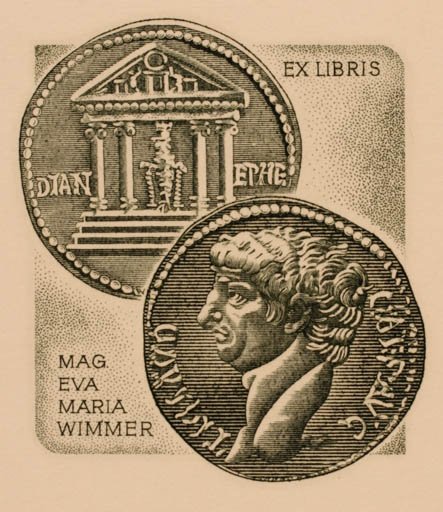 Exlibris by Werner Pfeiler from Austria for Eva Maria Wimmer - Classical antiquity 