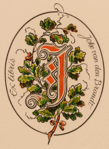 Exlibris by Werner Pfeiler from Austria for Joke van den Brandt - Flora Monogram 