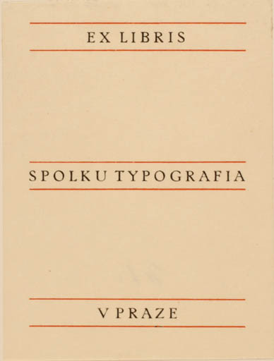 Exlibris by Rud. Hala from Czech Republic for ? Spolka Typografia v Praze - Text/Writing 