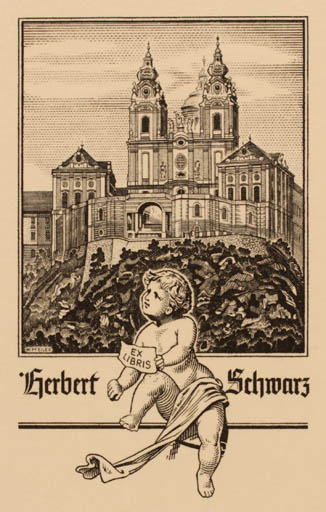 Exlibris by Werner Pfeiler from Austria for Herbert Schwarz - Castle/Palace 