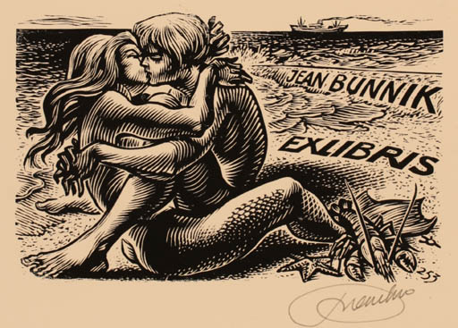 Exlibris by Frank-Ivo van Damme from Belgium for Jean Bunnik - Mermaid Man 