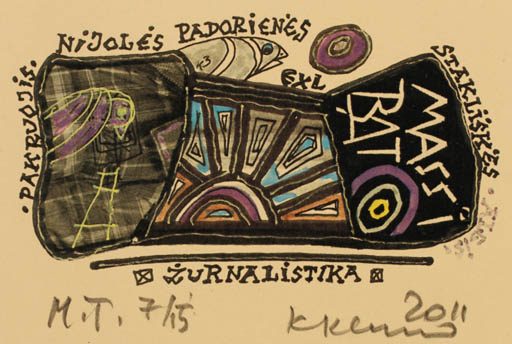 Exlibris by Klemensas Kupriunas from Lithuania for Nijole Padoriene - Abstract 