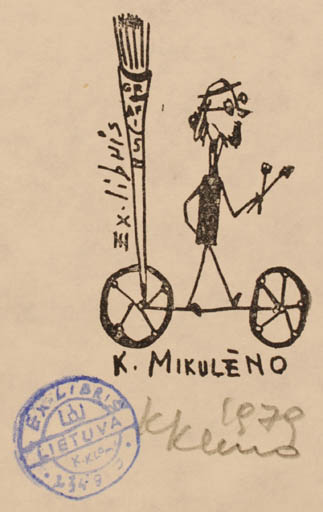 Exlibris by Klemensas Kupriunas from Lithuania for K. Mikuleno - Man 