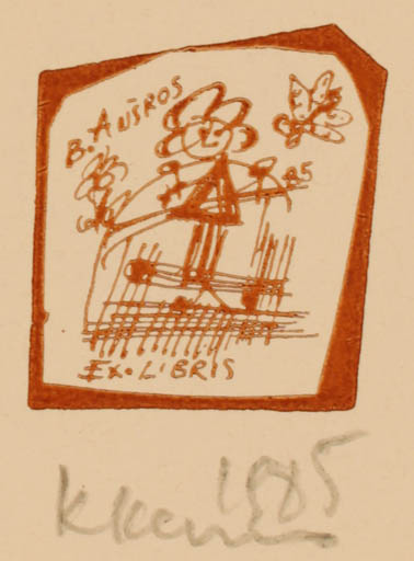 Exlibris by Klemensas Kupriunas from Lithuania for B. Ausros - Child 