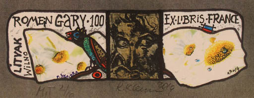 Exlibris by Klemensas Kupriunas from Lithuania for Romain Gary - Abstract 