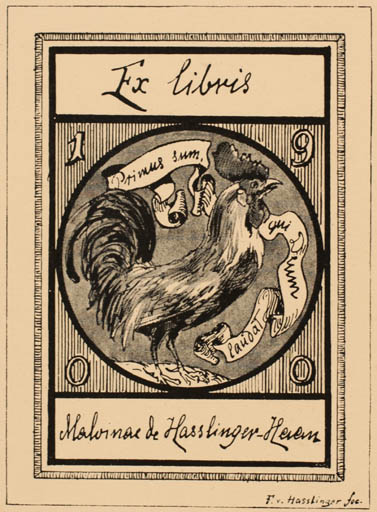 Exlibris by F. v. Hasslinge from Czech Republic for Malvinae de Hasslinger-Hahn - Fauna Bird 