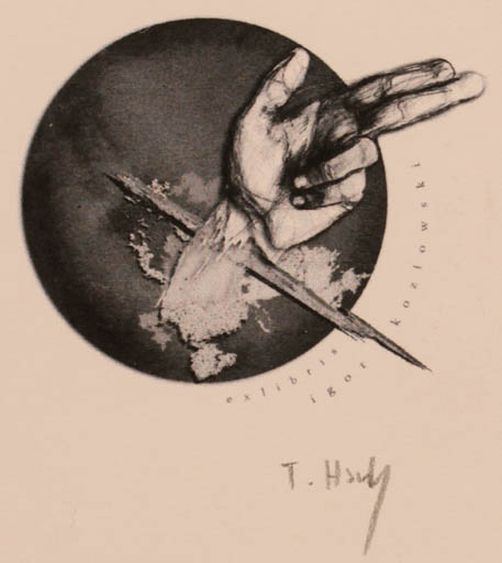 Exlibris by Tomasz Hankus from Poland for Igor Kozlowski - Hand(s) 